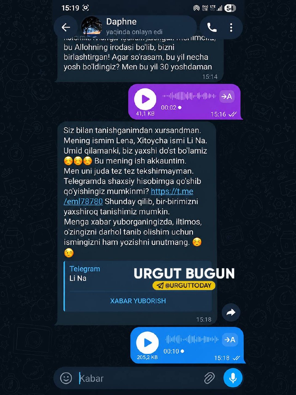 Urgutliklarni aldashga urinayotgan kiber