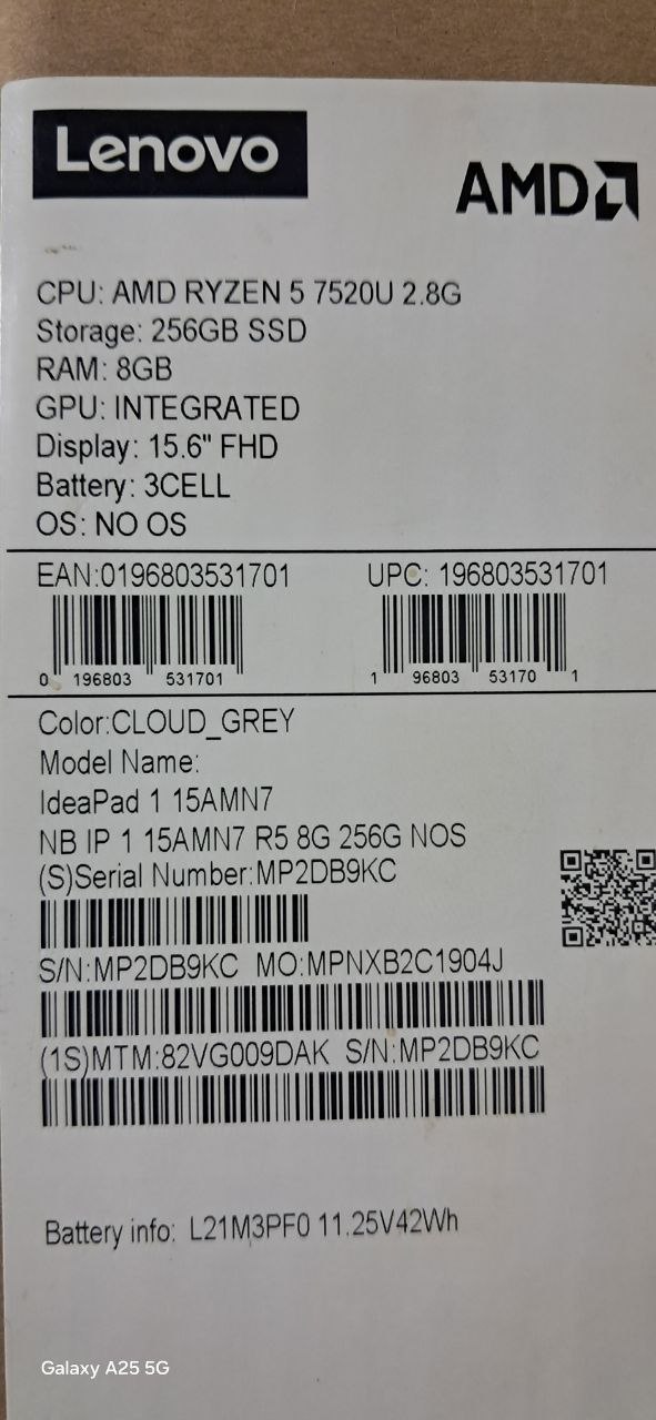 LENOVO IDEPAD 1 15AMN7
