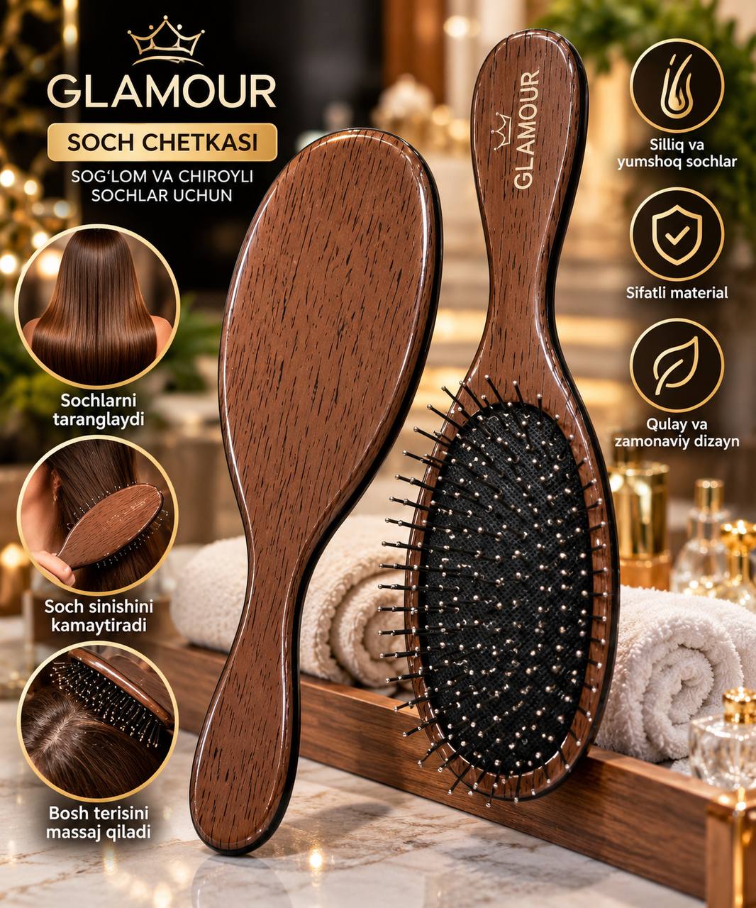 Glamour soch chetkasi — zamonaviy dizayn