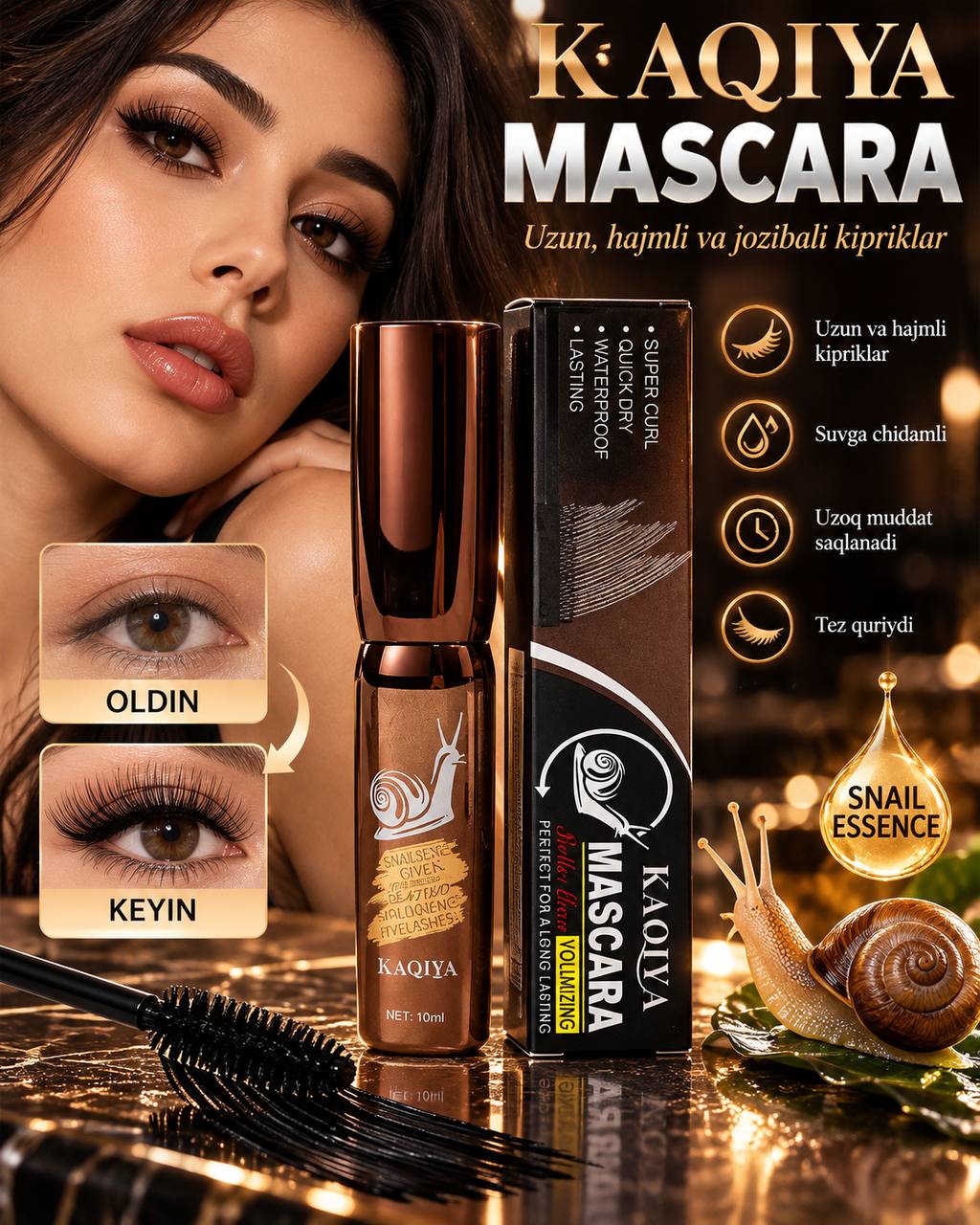 Kaqiya mascara — suvga chidamli
