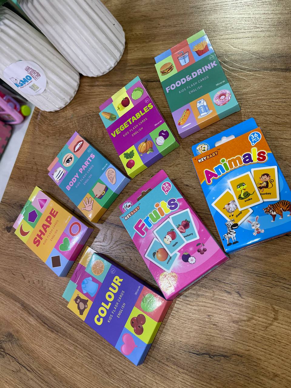 Mavzuli flash cardlar — hayvonlar, sabzavotlar va boshqalar