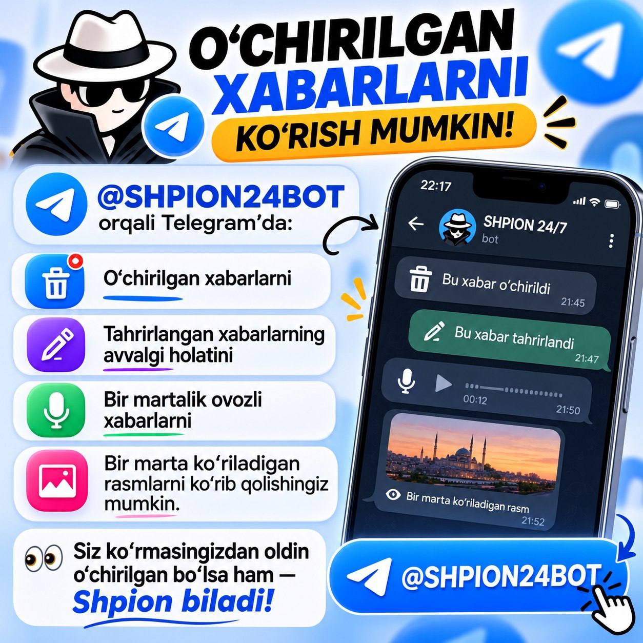 O‘CHIRILGAN XABARLAR SIR BO‘LIB QOLMASIN