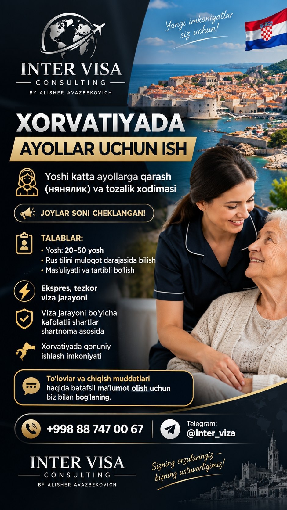 XORVATIYADA AYOLLAR UCHUN ISH