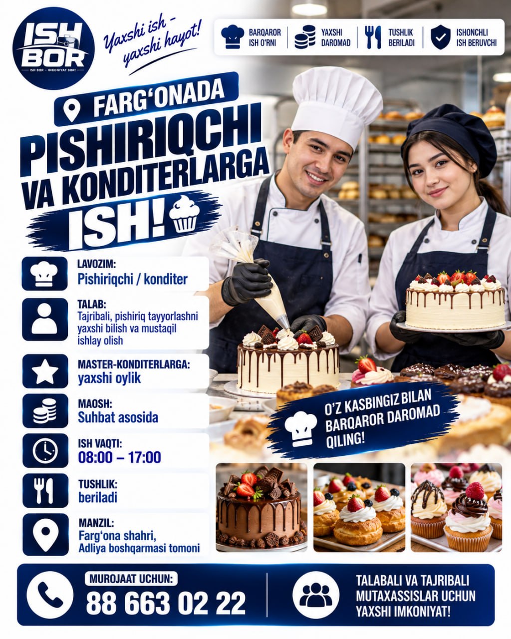 FARG‘ONADA TAJRIBALI PISHIRIQCHI VA KONDITERLAR UCHUN