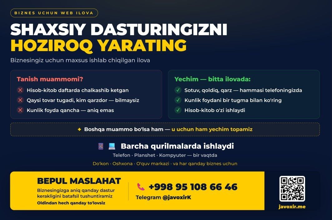 Oshxona / restoran uchun — buyurtmalar stollar