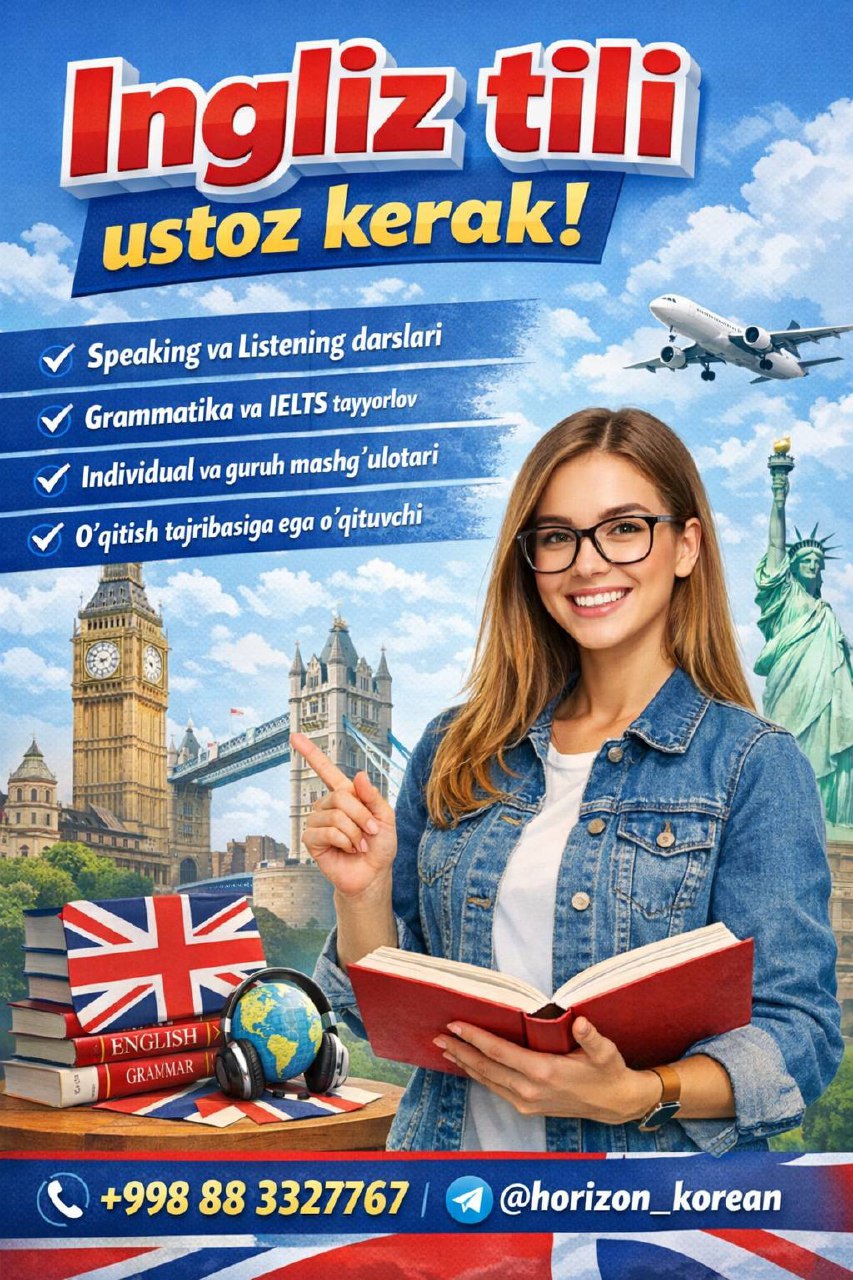 INGLIZ TILI O‘QITUVCHISI KERAK