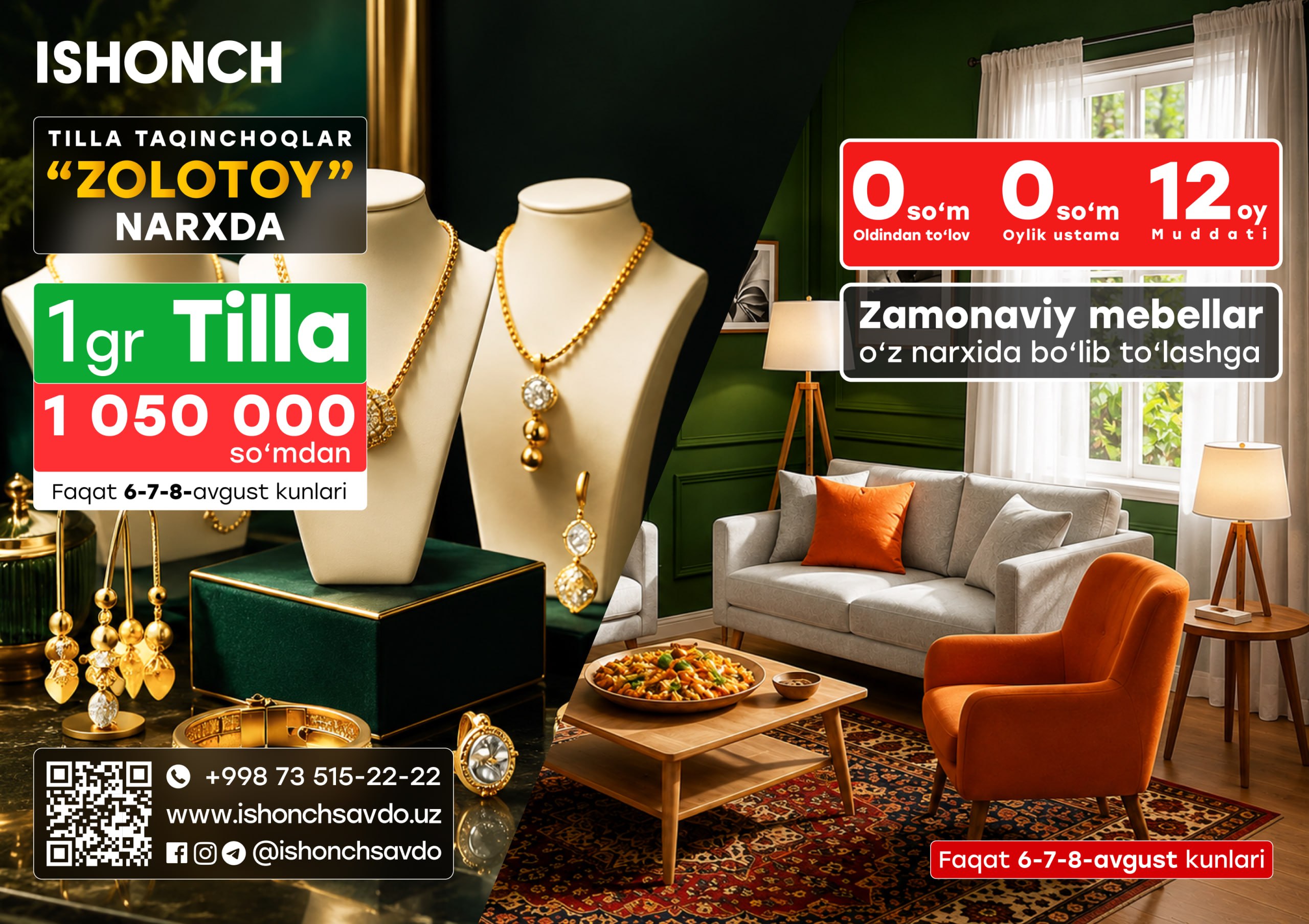 ISHONCHda avgust oyining eng foydali 3 kuni