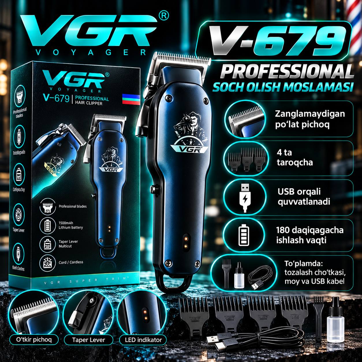 VGR V-679 Professional soch olish mashinkasi