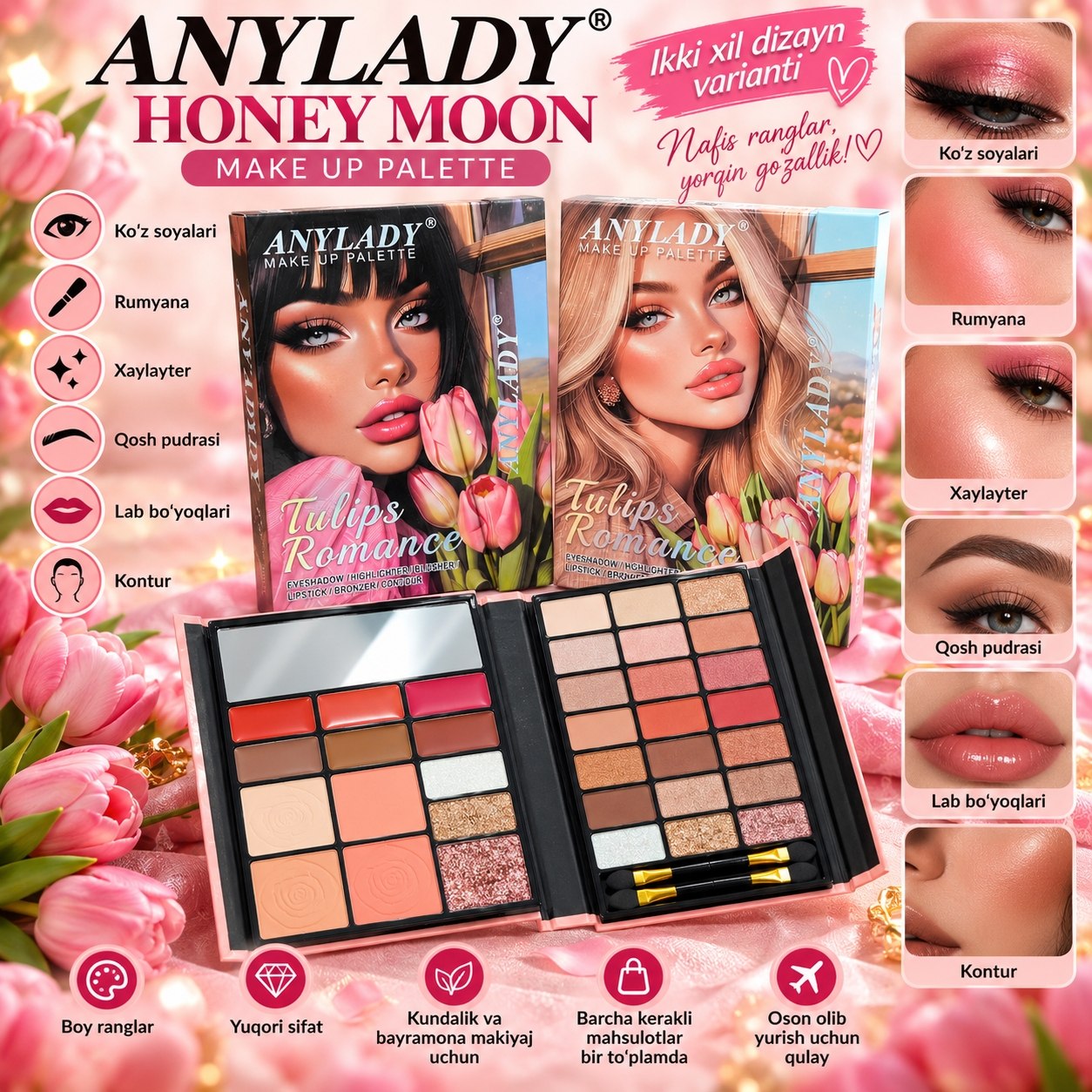 ANYLADY makeup paletka — go'zallik uchun