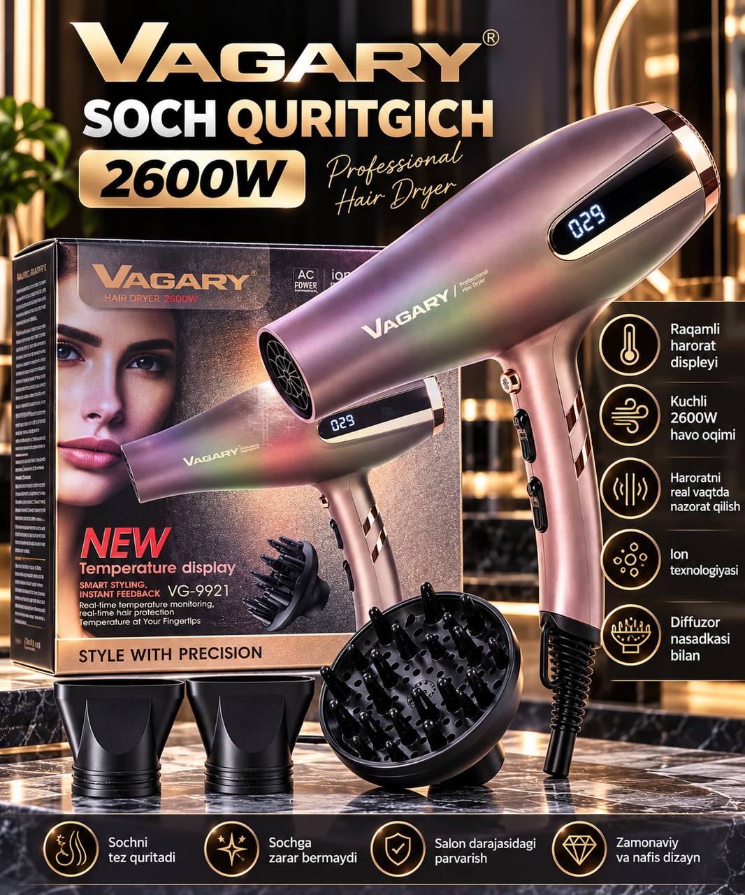 VAGARY VG-9921 — zamonaviy soch quritgich