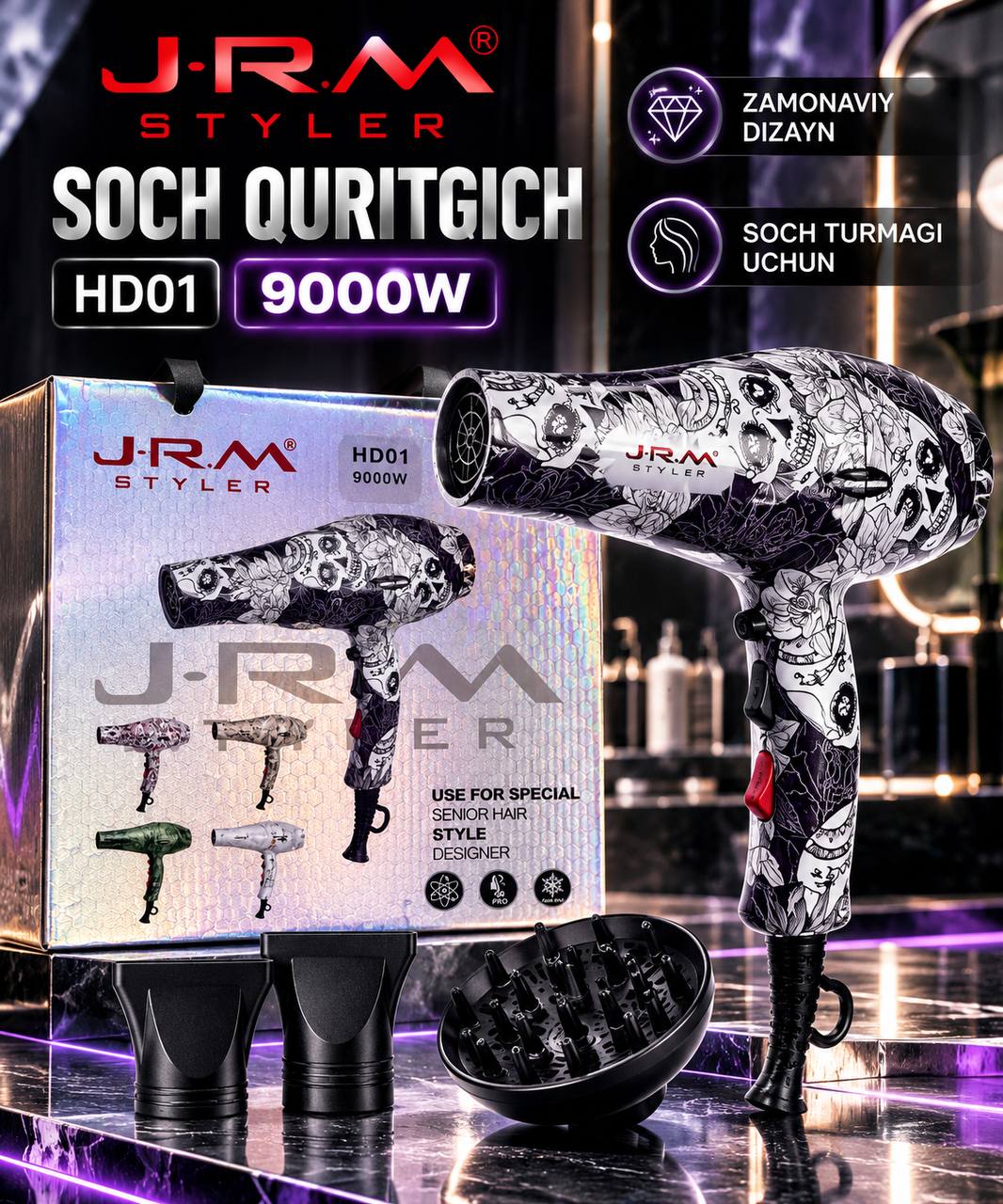 J-R.M STYLER HD01 — zamonaviy soch quritgich