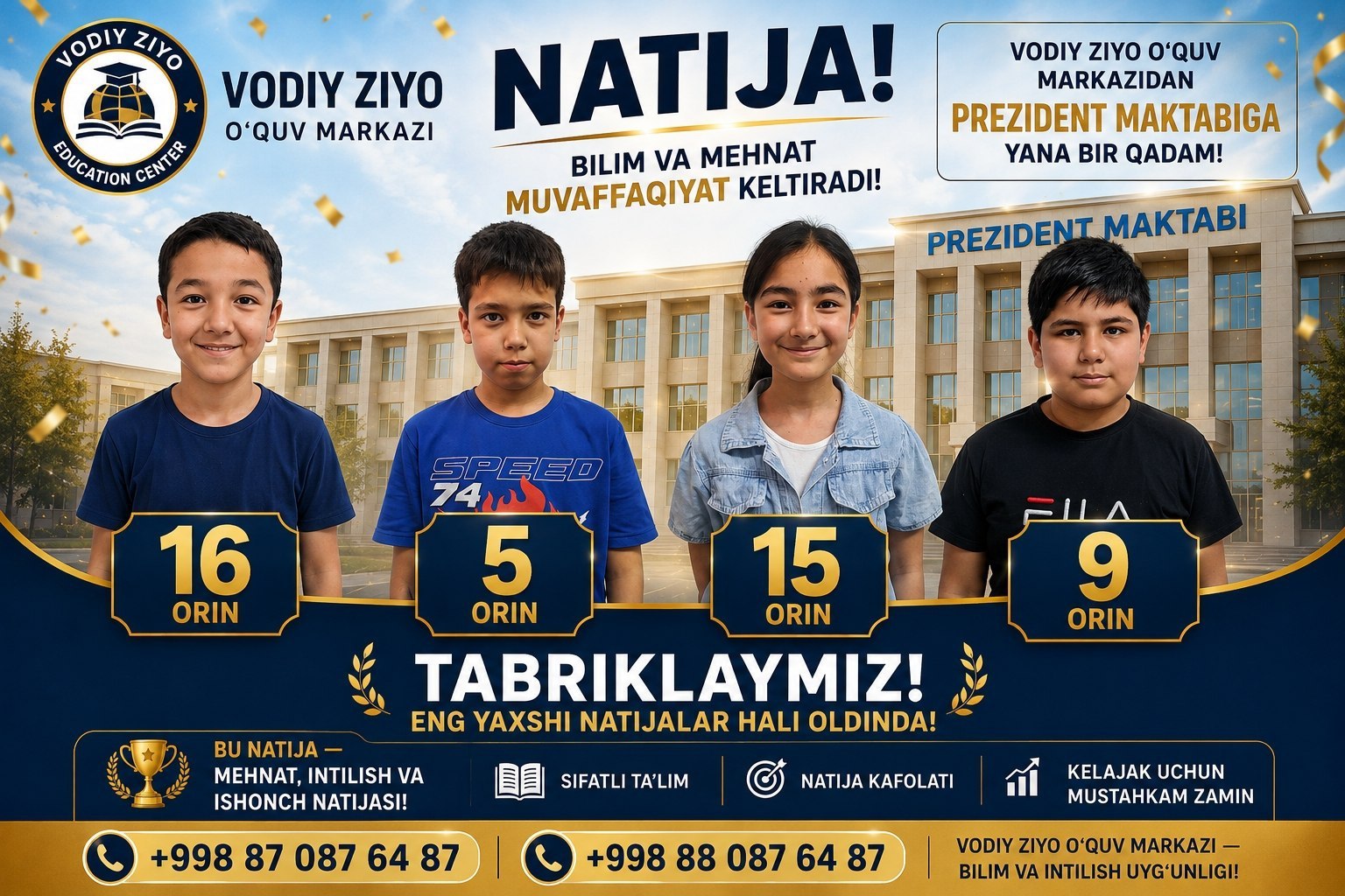 ETIBOR BERING O'QUV MARKAZIMIZ JUDA HAM KAM SONLI