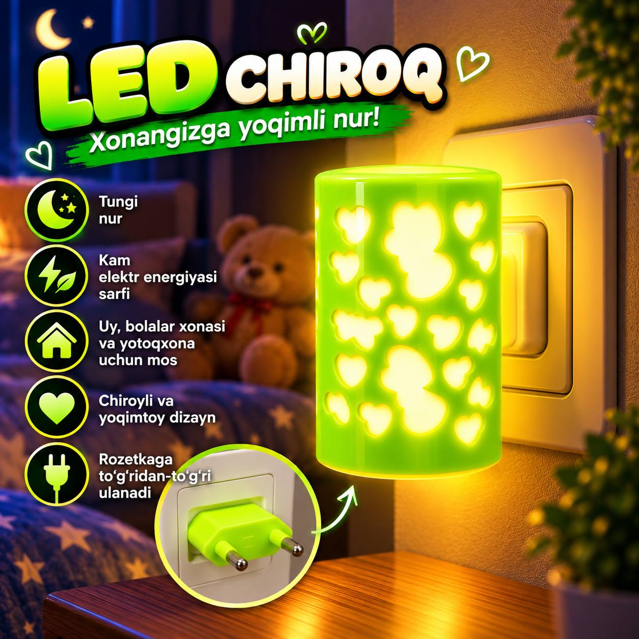 LED tungi chiroq — yurakchali dizayn