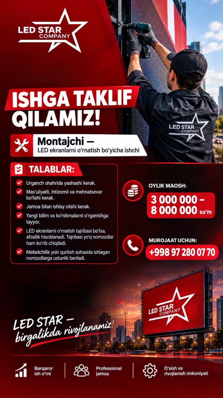 Lavozim LED ekran montajchisi