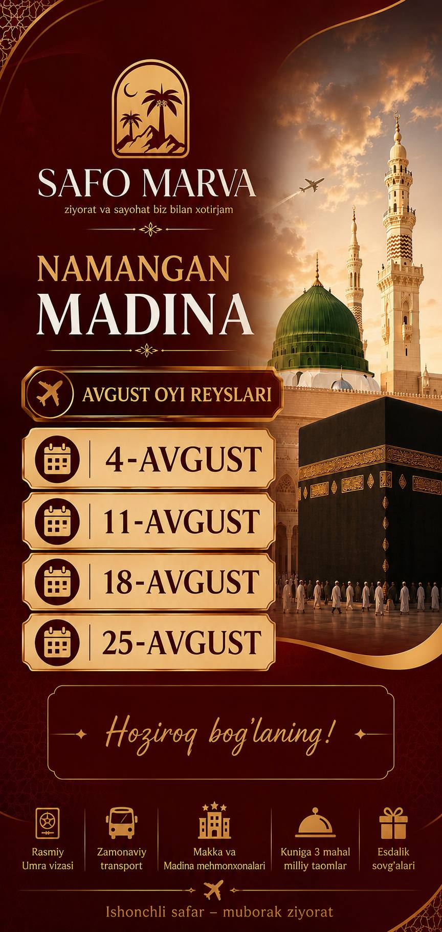 14 кунlik Umra safar — barcha qulayliklar bilan
