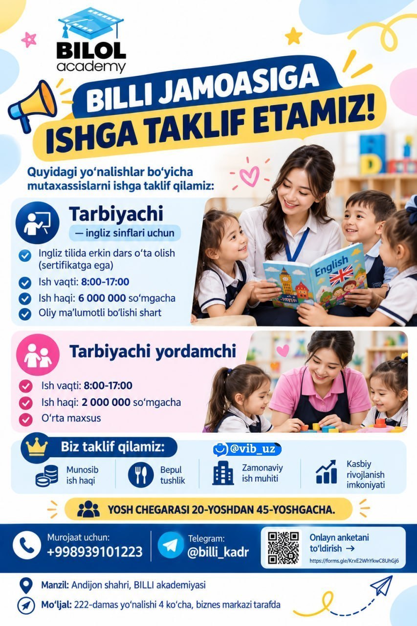 BILLI JAMOASIGA ISHGA TAKLIF ETAMIZ