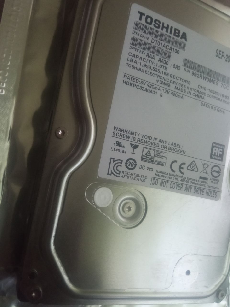 Original Toshiba 1 TB HDD hotiralar