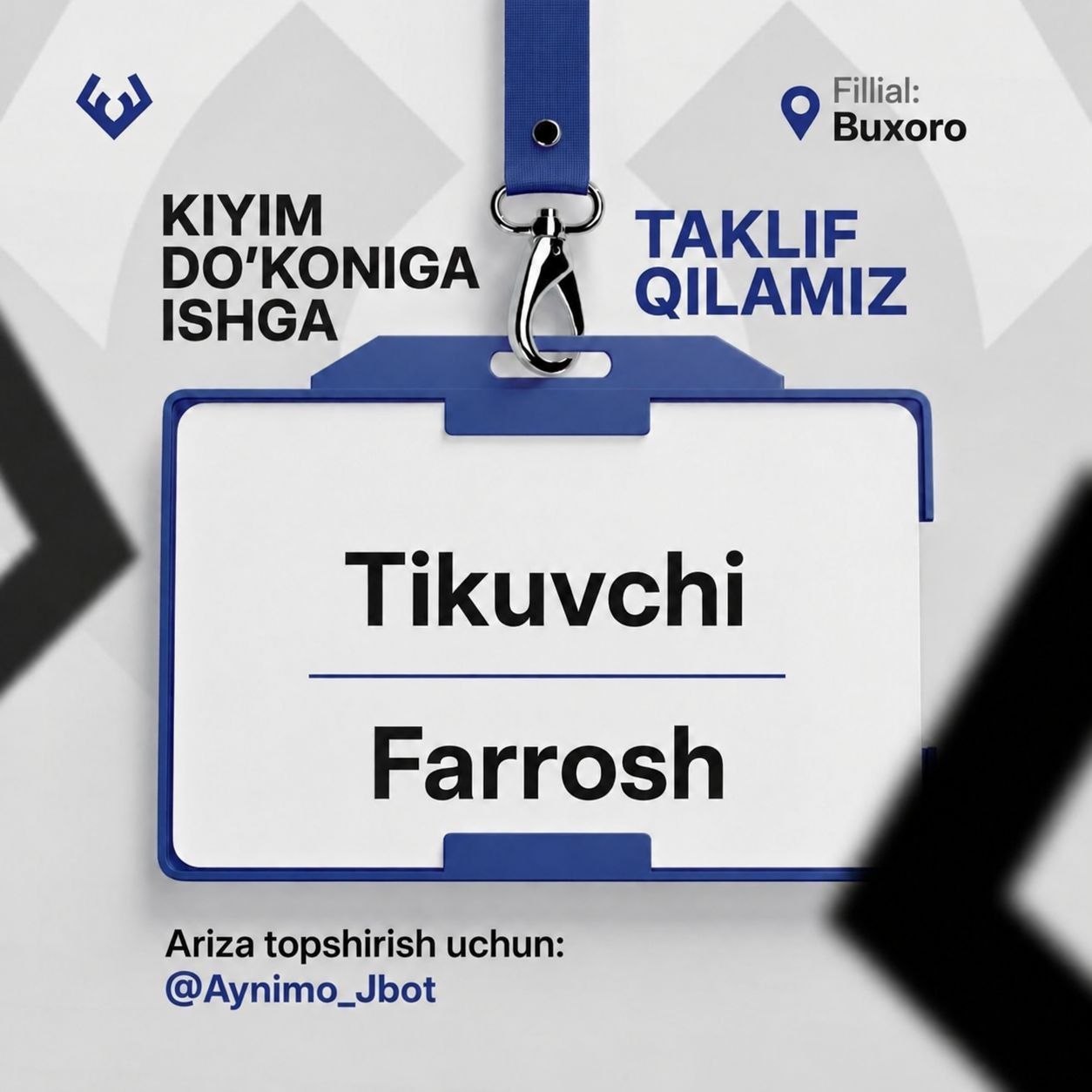 "AYNIMO" erkaklar kiyim do‘koni tarmoqlari Buxoro