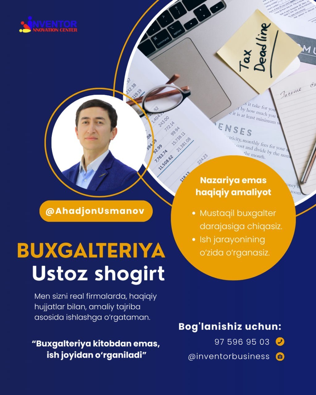Buxgalteriya kursi — offline va online ta'lim