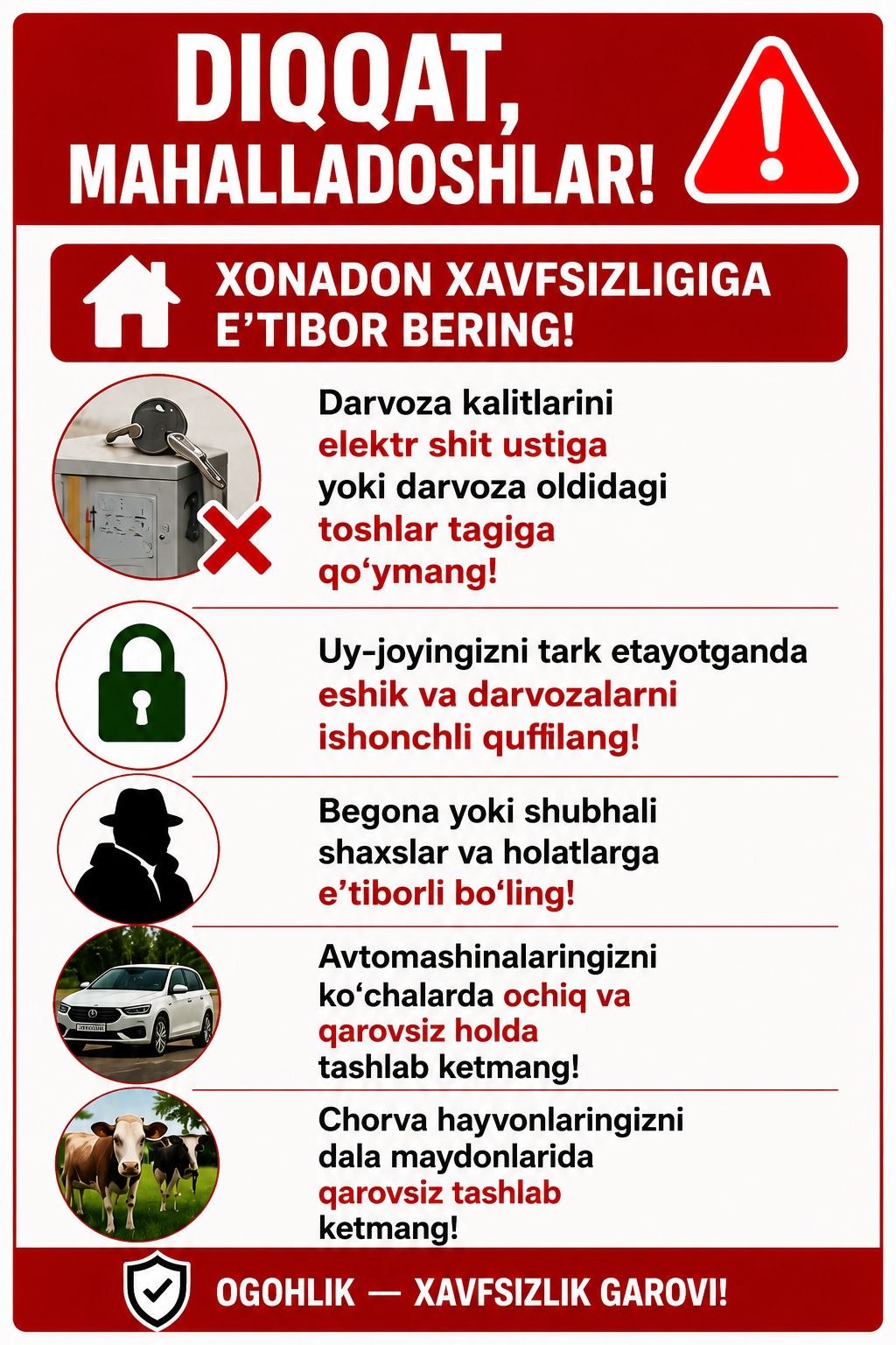 Chorva hayvonlaringizni dala maydonlarida qarovsiz