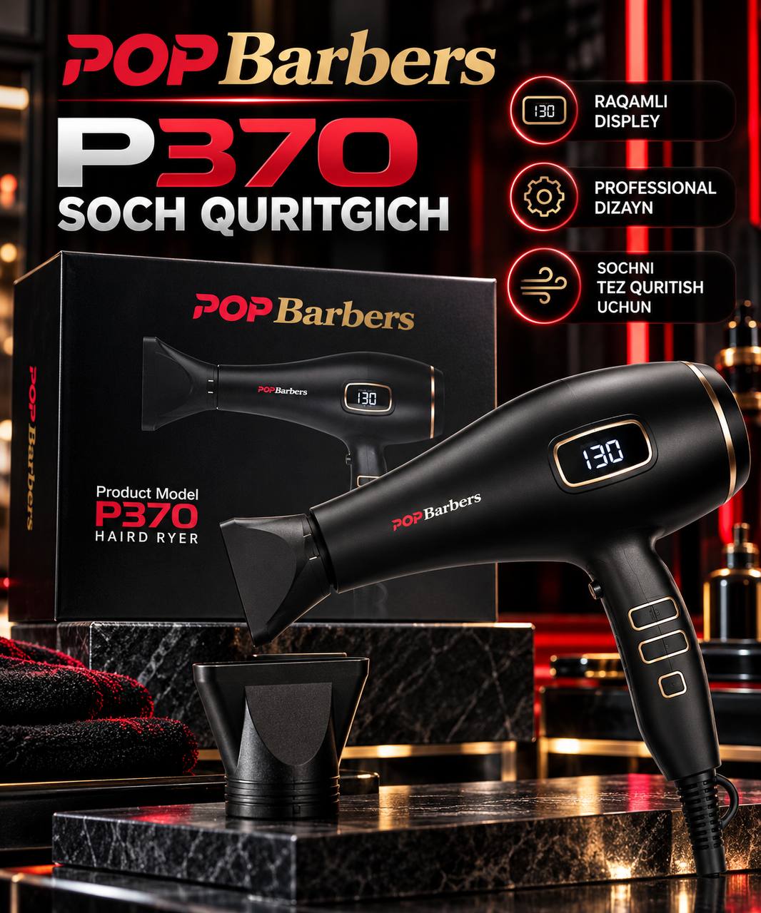 POPBarbers P370 — professional soch quritgich