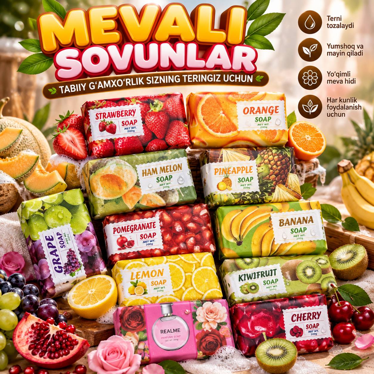 Hammom va kundalik parvarishingiz uchun rang-barang