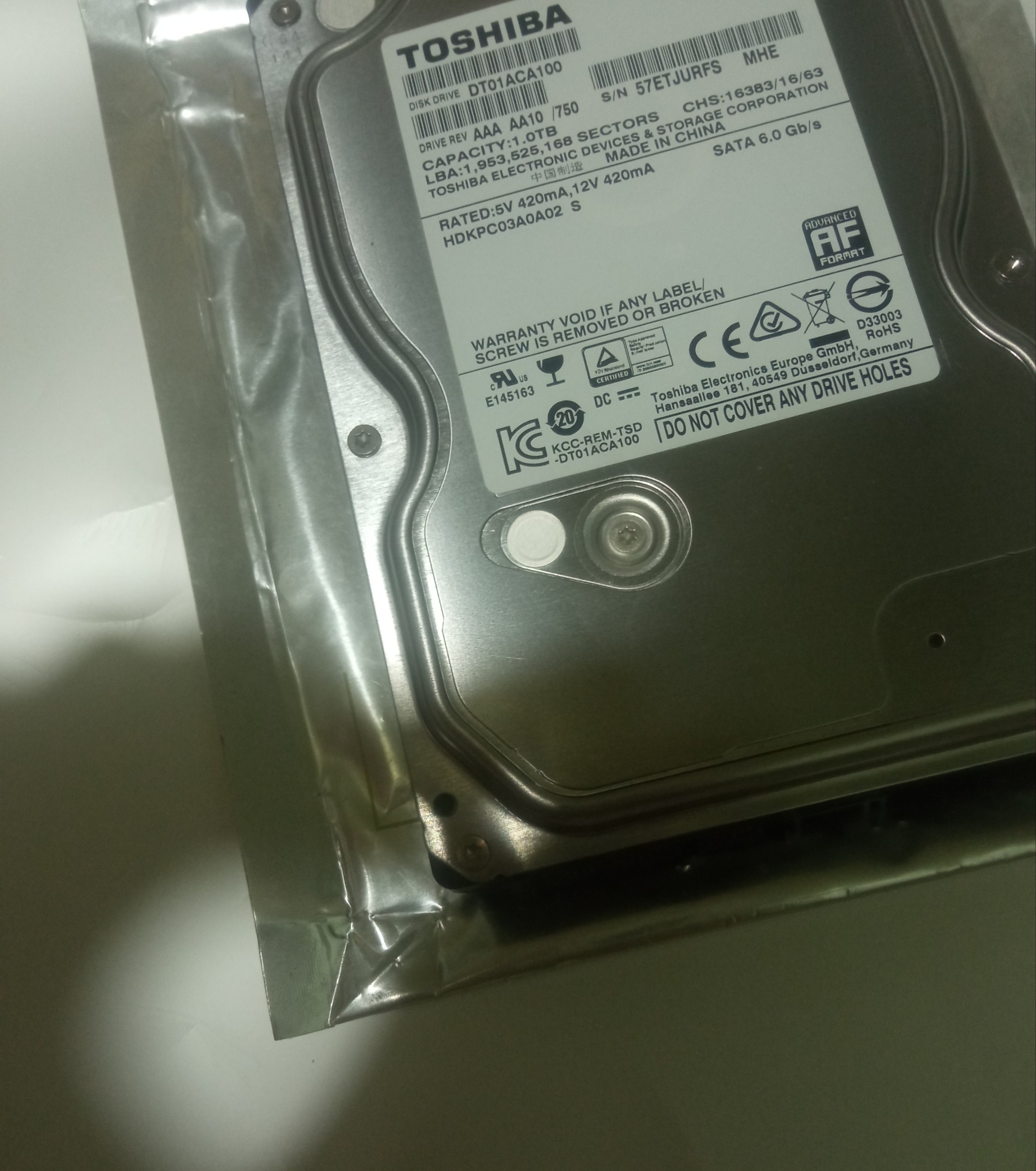 Original Toshiba HDD hotiralar