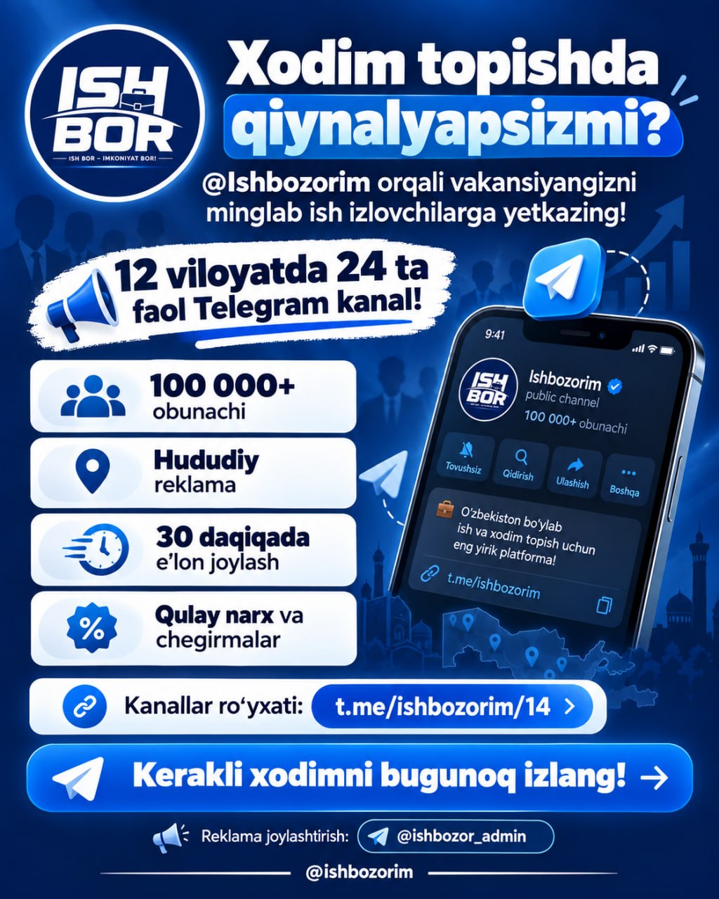 Xodim kerak ammo munosib nomzod topish qiyin