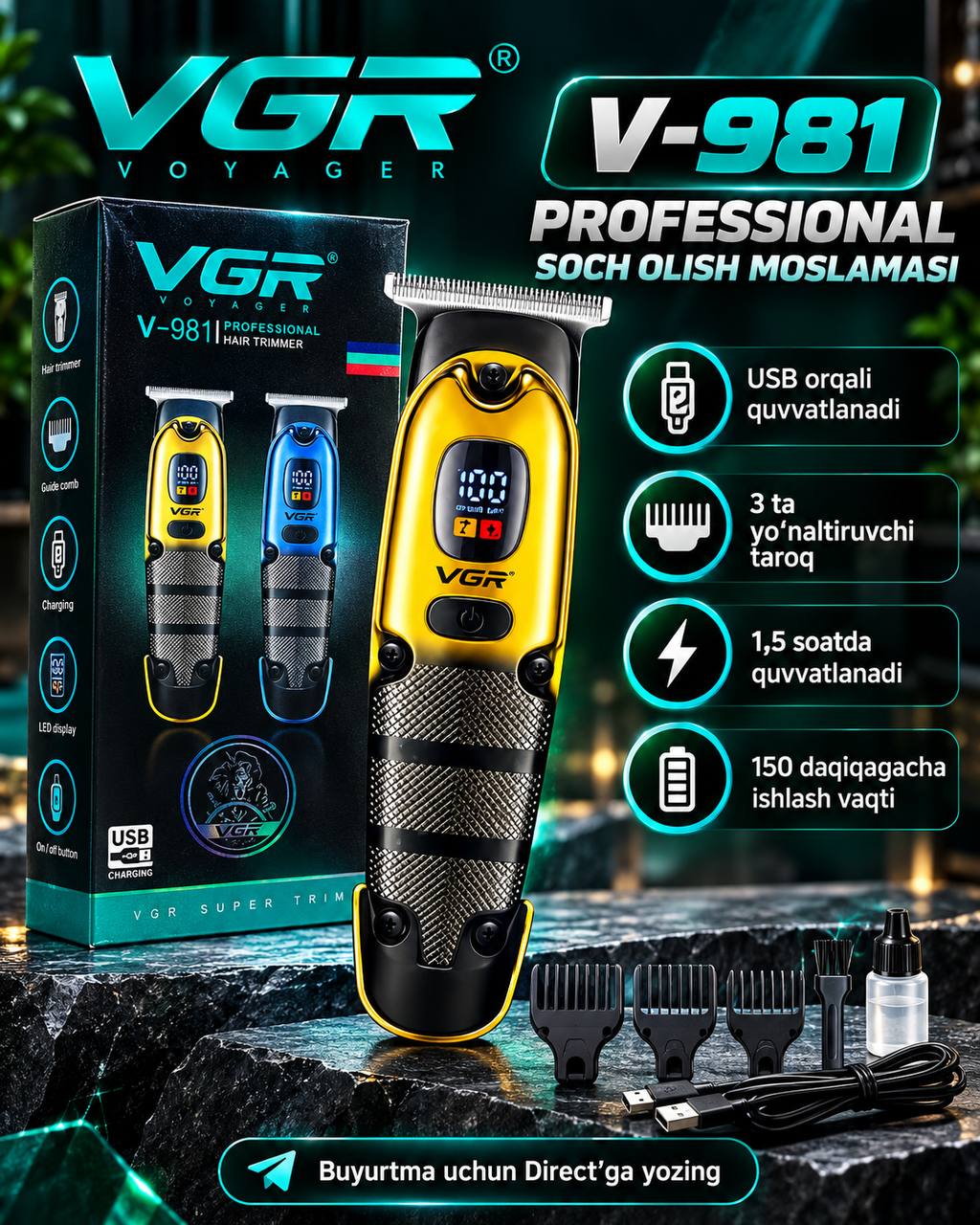 VGR V-981 Professional Trimmer — zamonaviy dizayn