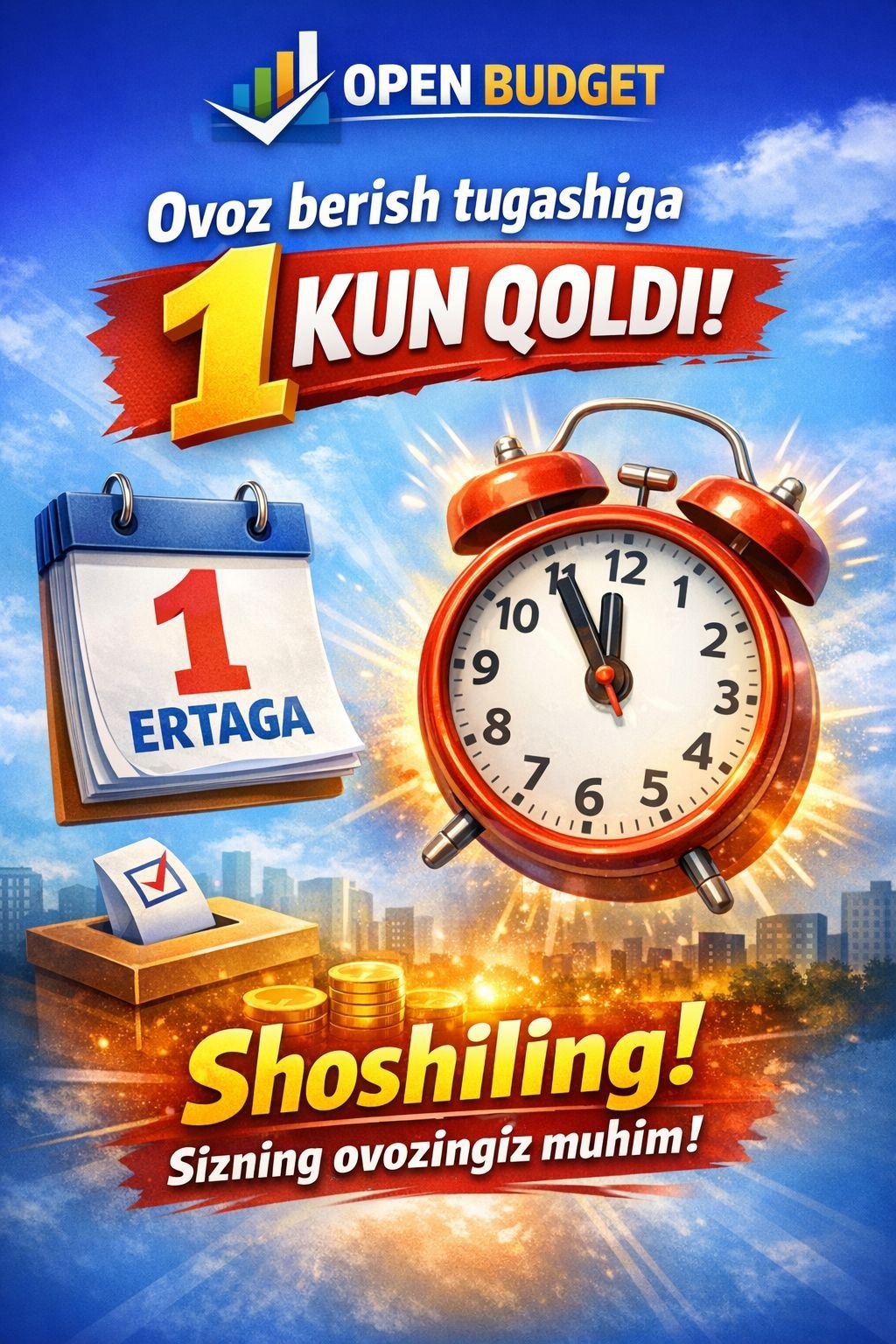 OVOZ BERISH TUGASHIGA 1 KUN QOLDI KEYIN OVOZ BERA