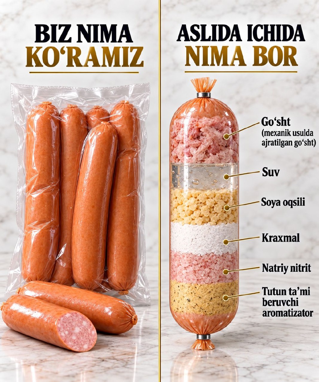 Kolbasaning ichida nima bor