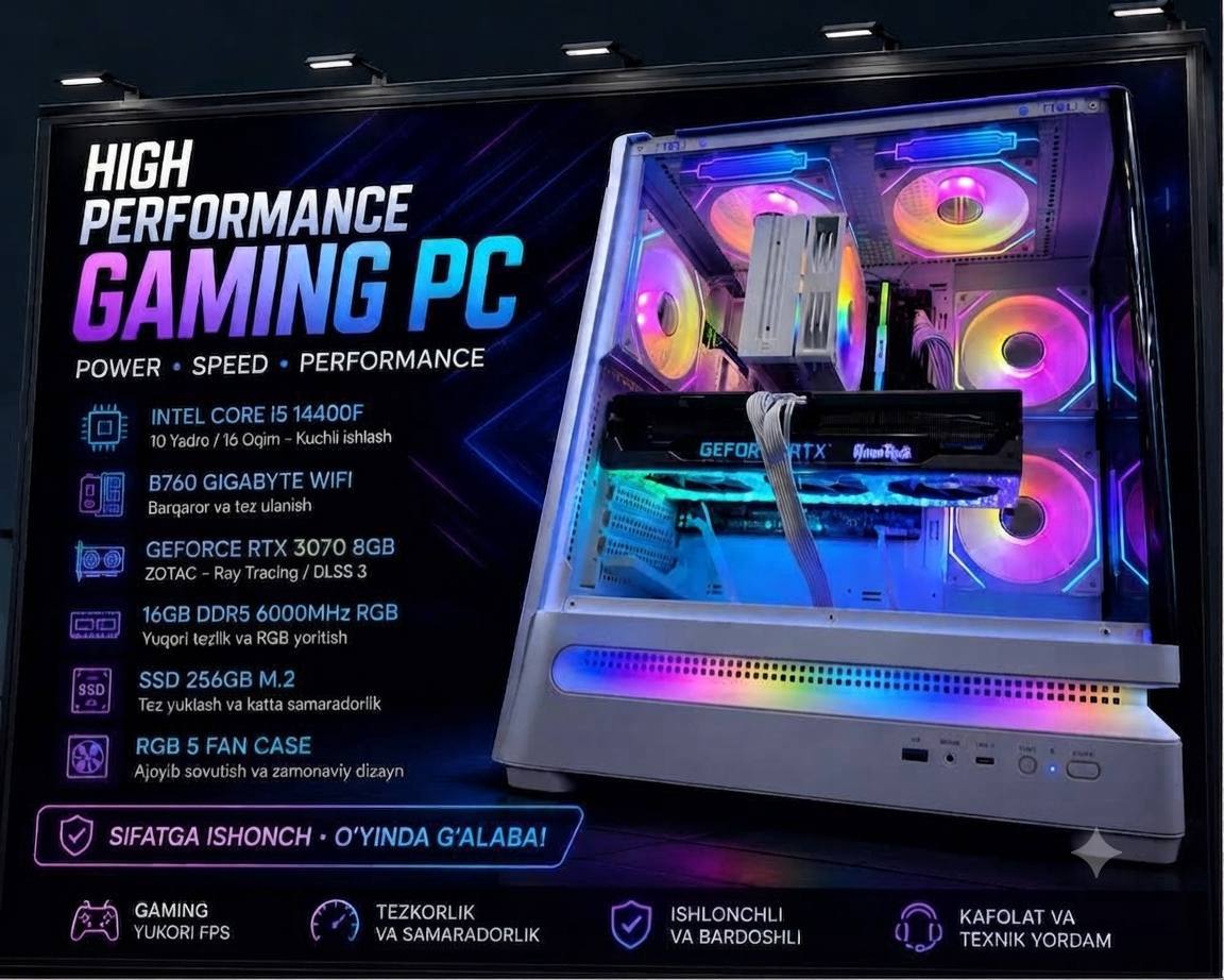 YANGI TERILGAN DDR5 KOMPYUTER