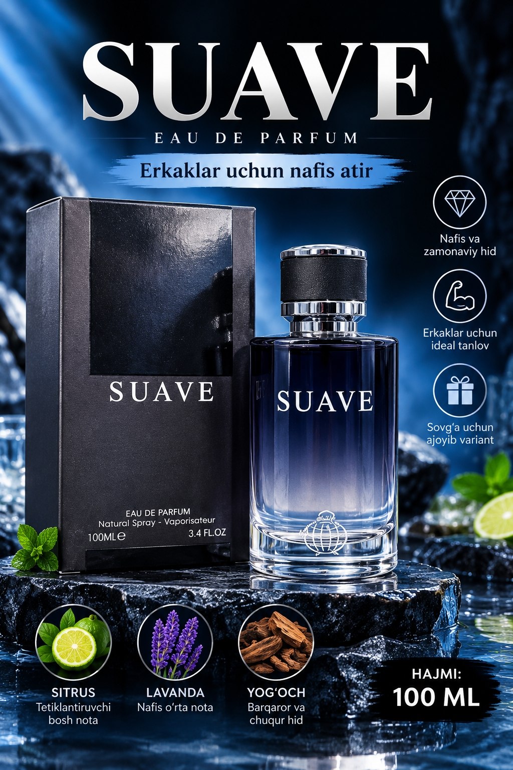 SUAVE EAU DE PARFUM — erkaklar uchun 100 ml