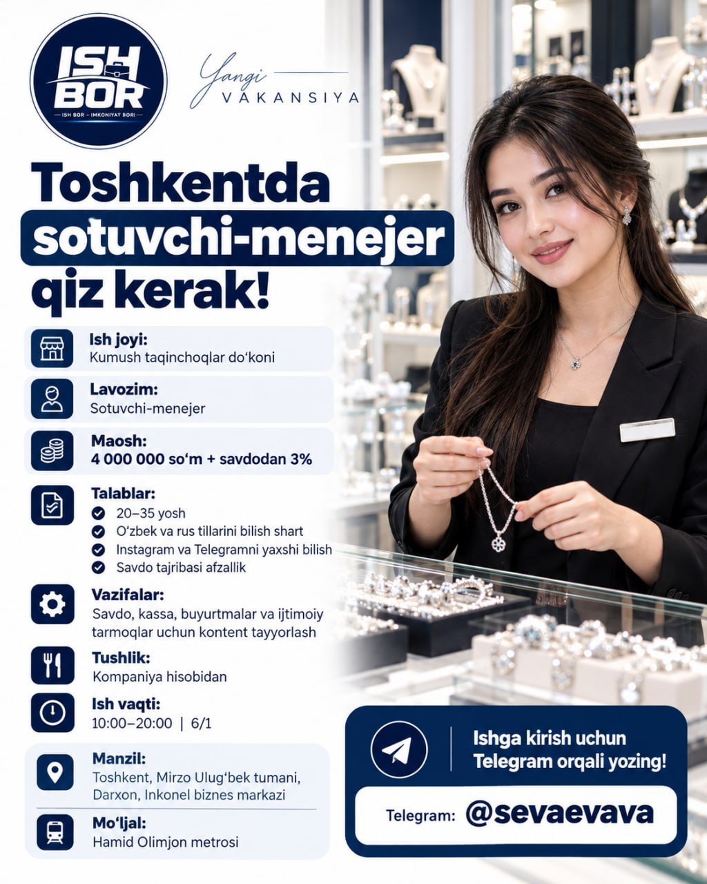 Toshkentda kumush taqinchoqlar do‘koniga