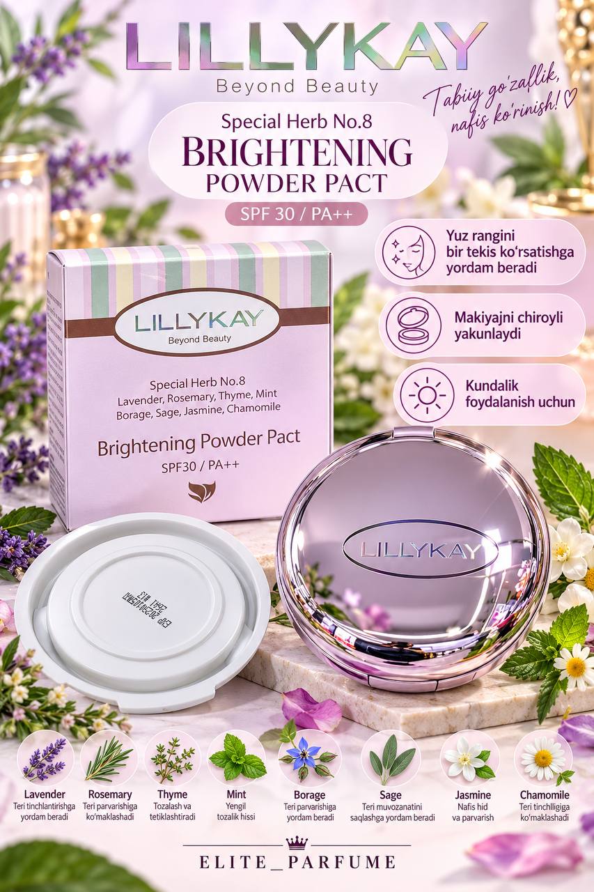 LILLYKAY Brightening Powder Pact — nafis go‘zallik siri