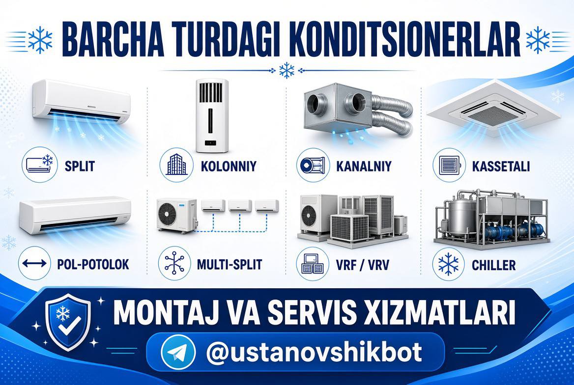 KONDITSIONER USTANOVKA VA REMONT XIZMATI
