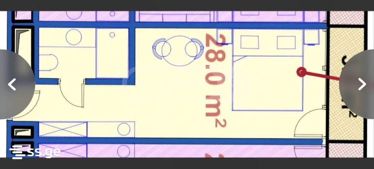28 m² studiya — dengiz bo'yida, balkonli