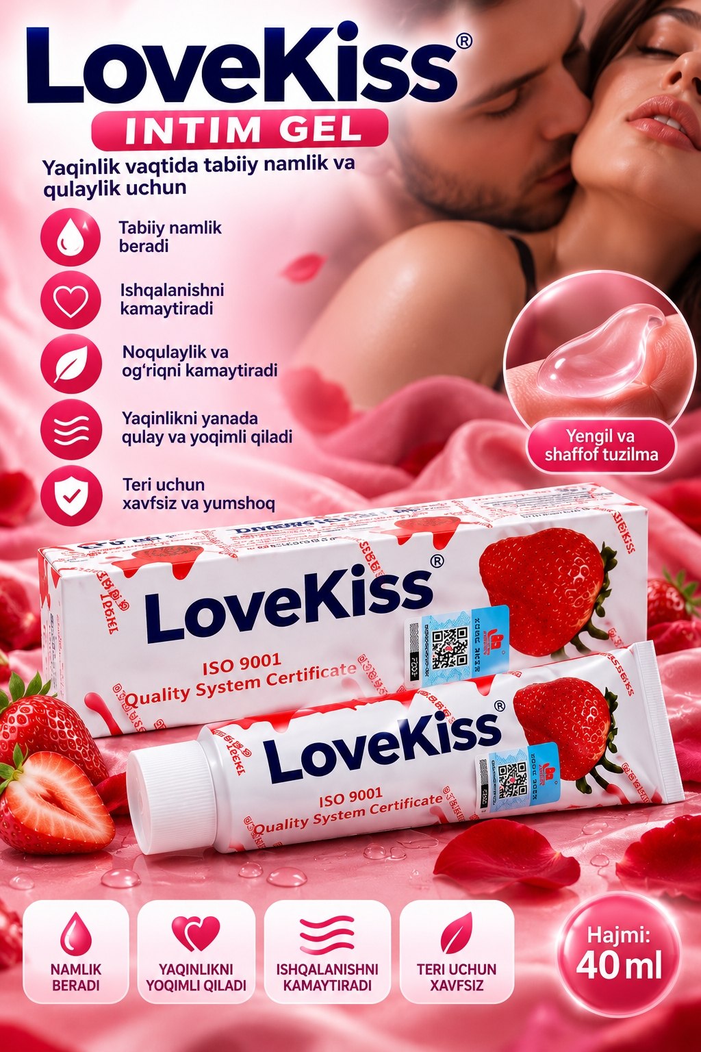 LoveKiss intim namlantiruvchi gel — qulaylik va parvarish