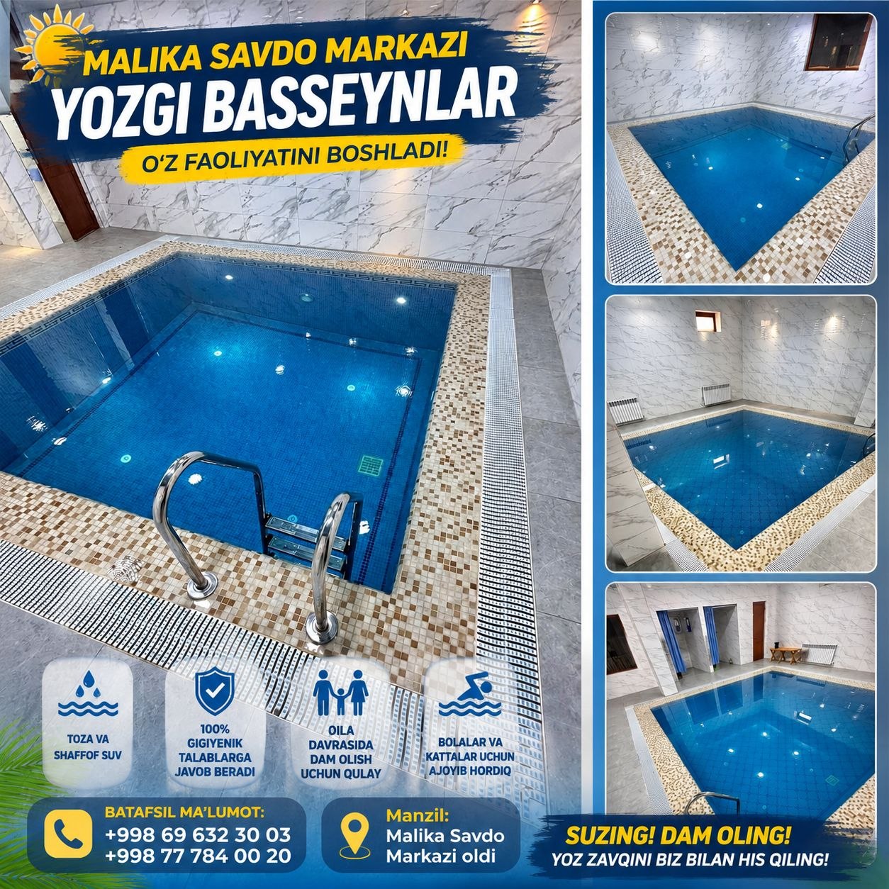 Yozgi basseyn — toza suv, 100% gigiyena