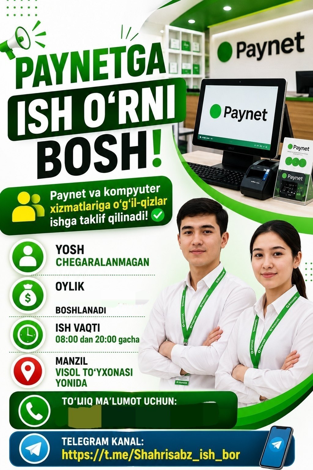 PAYNETGA ISH O‘RNI BOSH