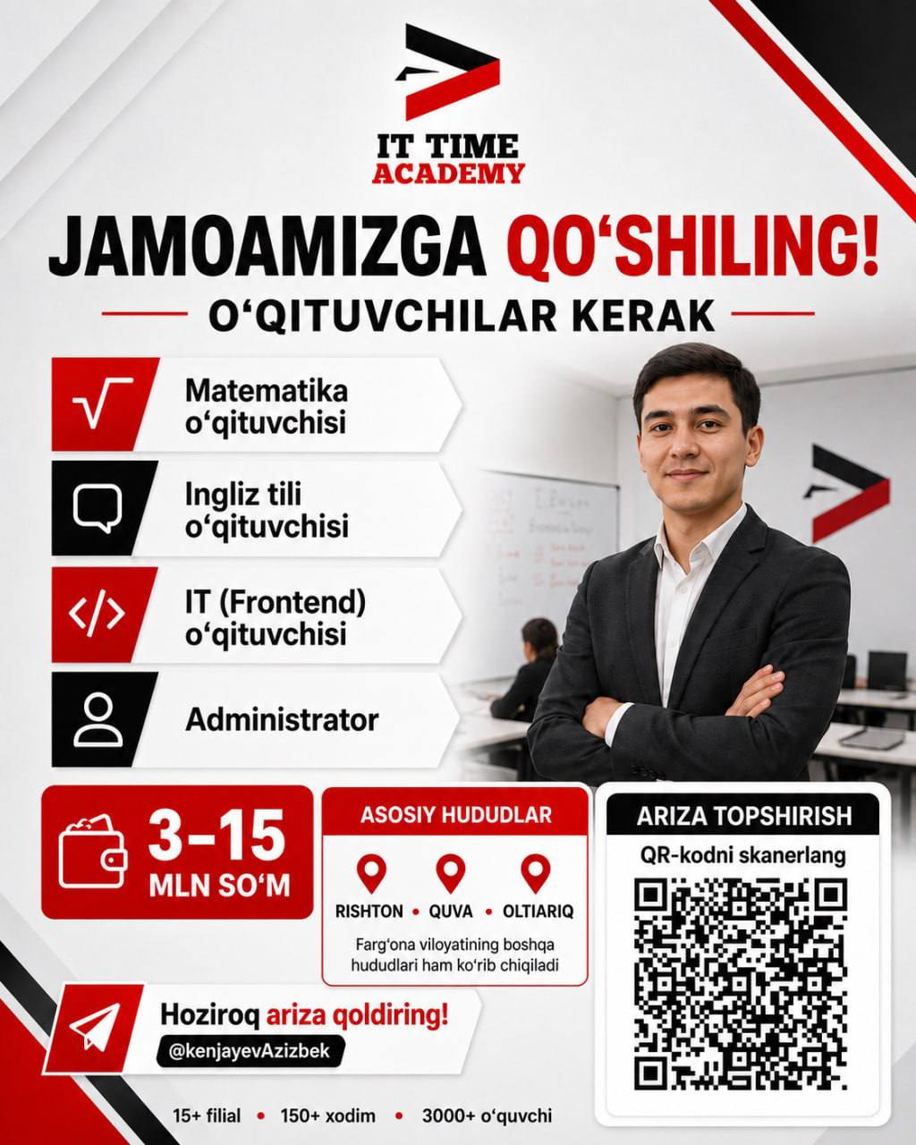 IT Time Academy — 15+ filial 150+ xodim va 3000+