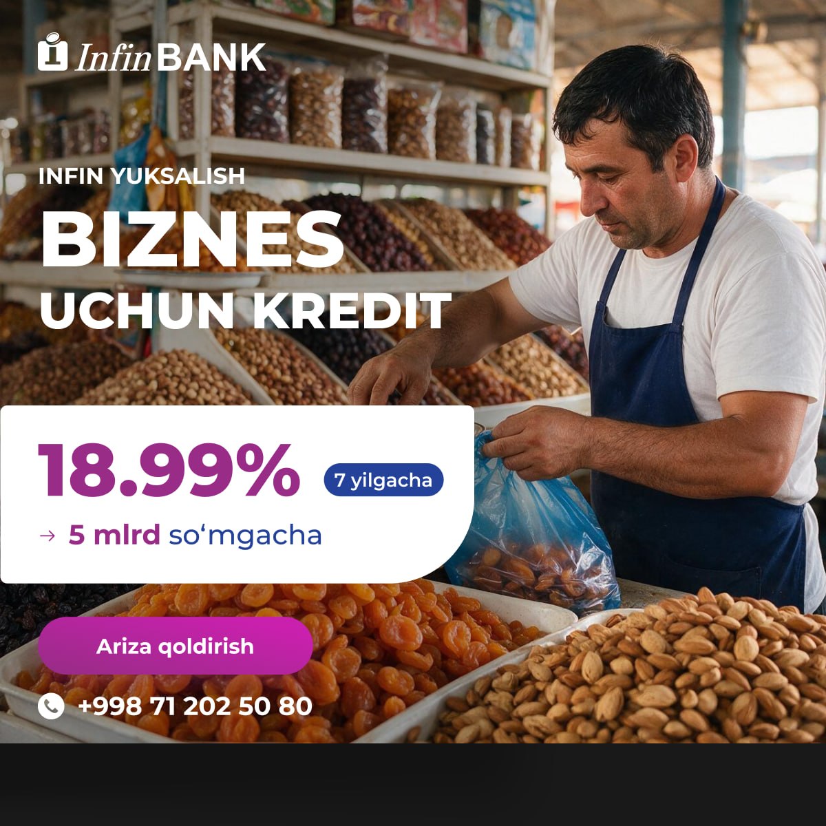 Тадбиркорлар диққатига InfinBank 'дан узоқ муддатли ва