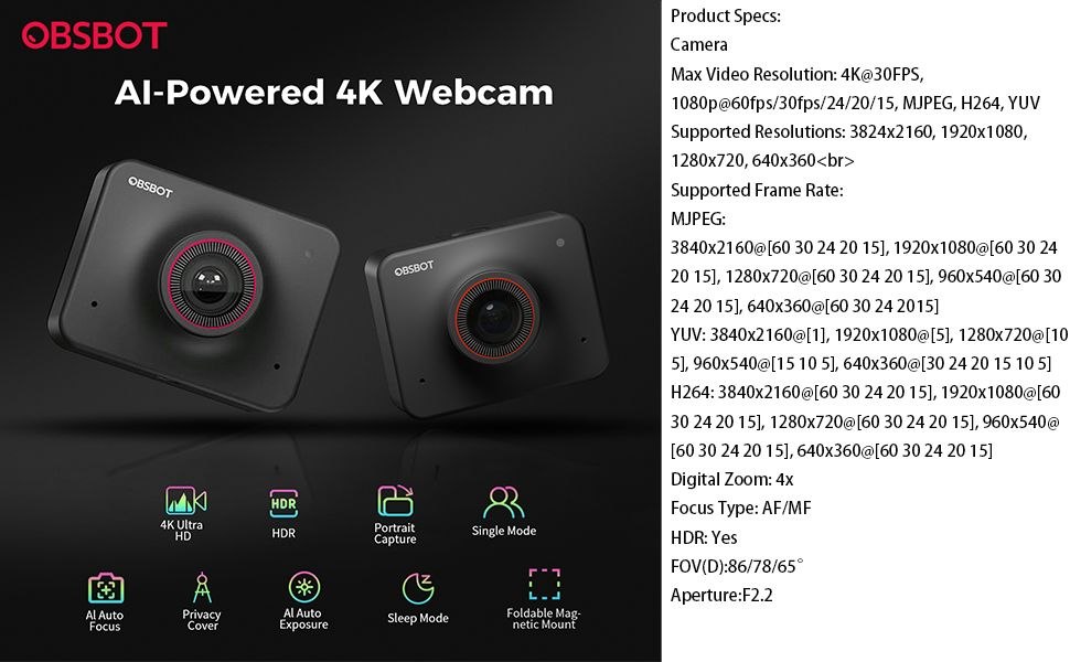 Web camera OBSBOT Meet 4K — arzon narxda