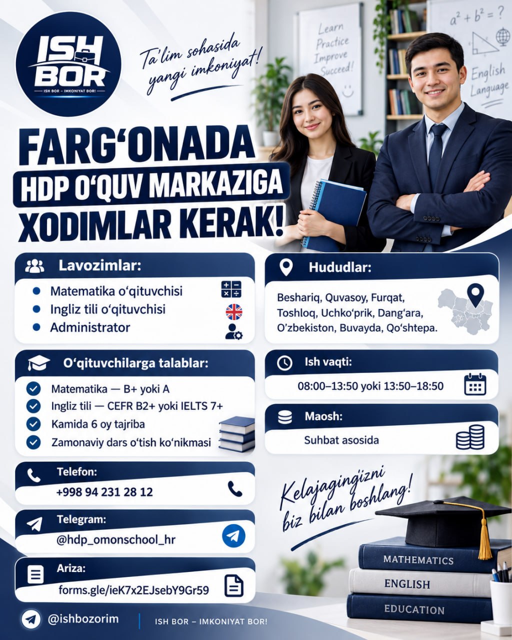 FARG‘ONADA ISH QIDIRYAPSIZMI HDP O‘QUV MARKAZI SIZNI