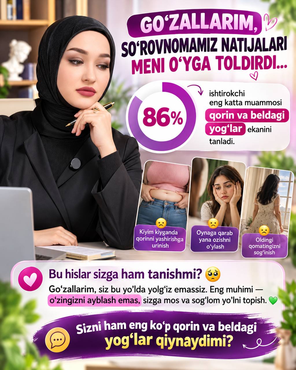 GO‘ZALLARIM SO‘ROVNOMAMIZ NATIJALARI MENI O‘YGA