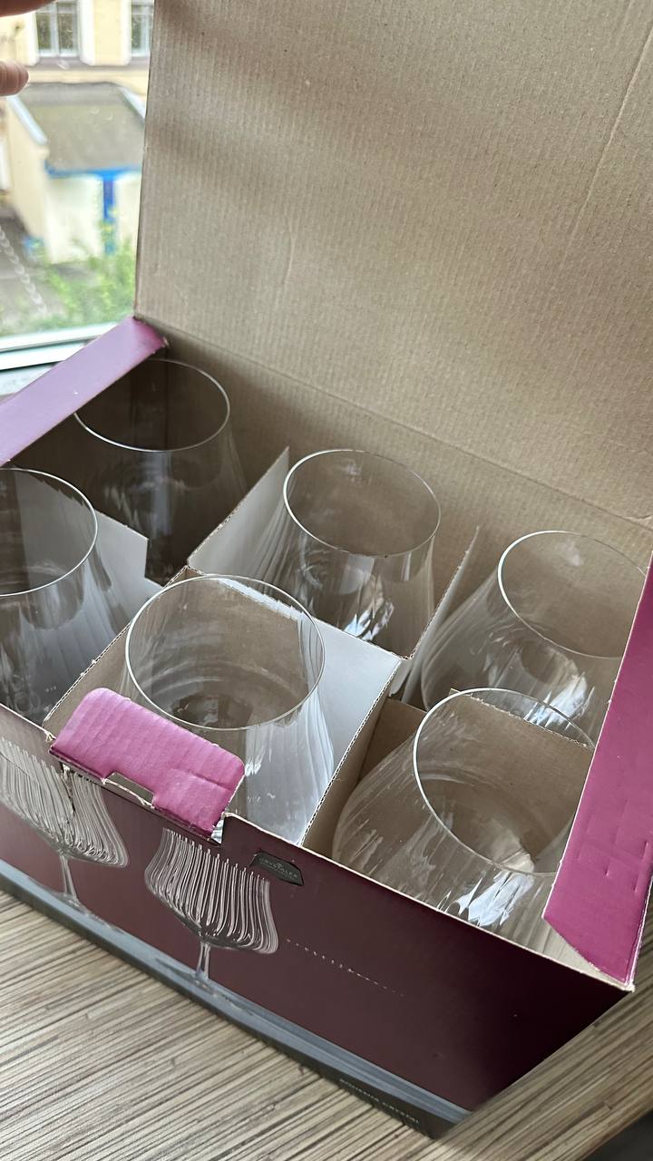 6 ta 600ml qizil vino stakanlari — Crystalex