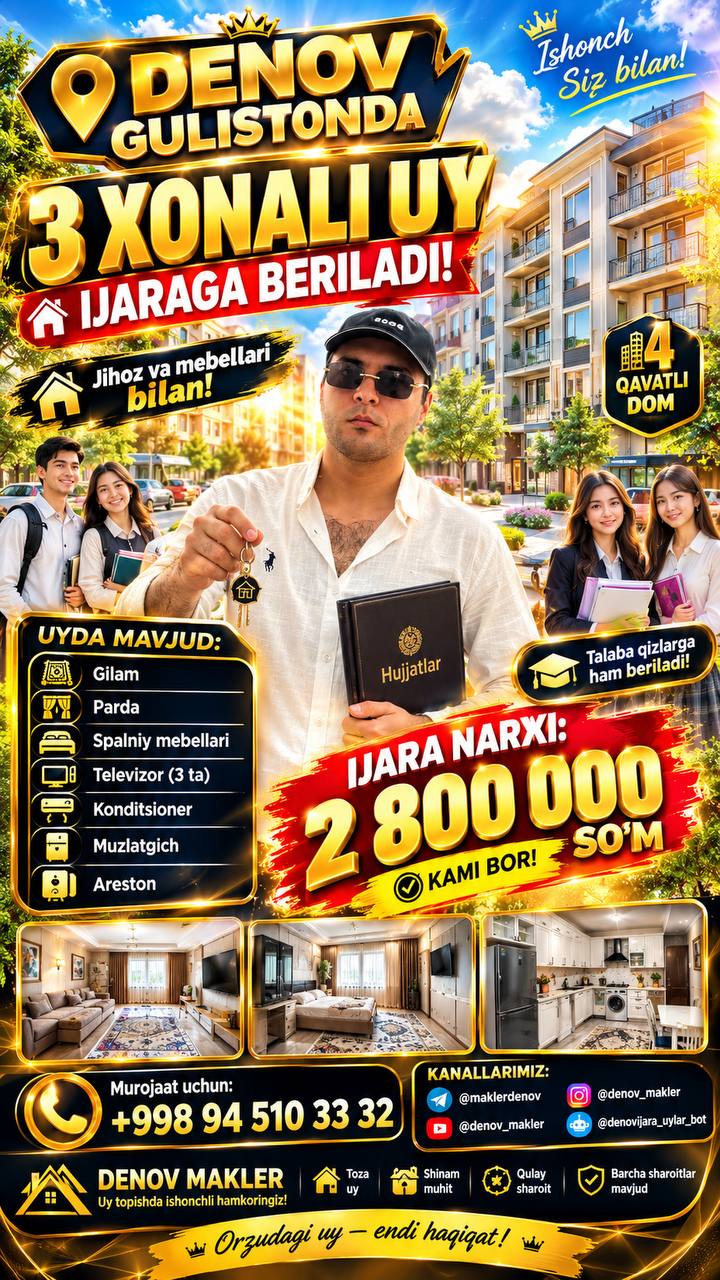 3 xonali kvartira