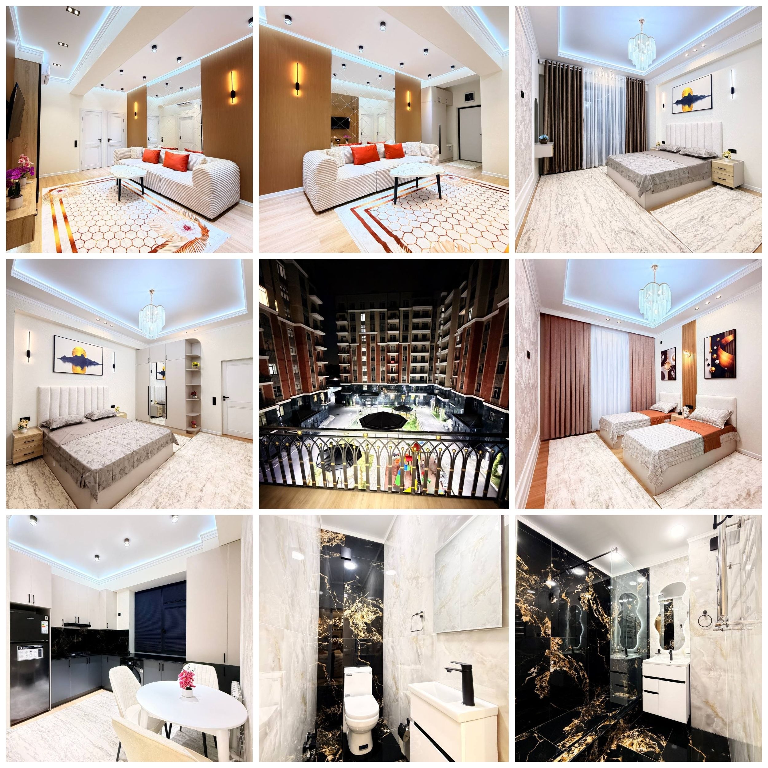 3 xonali yangi kvartira — 70m², to'liq mebel bilan