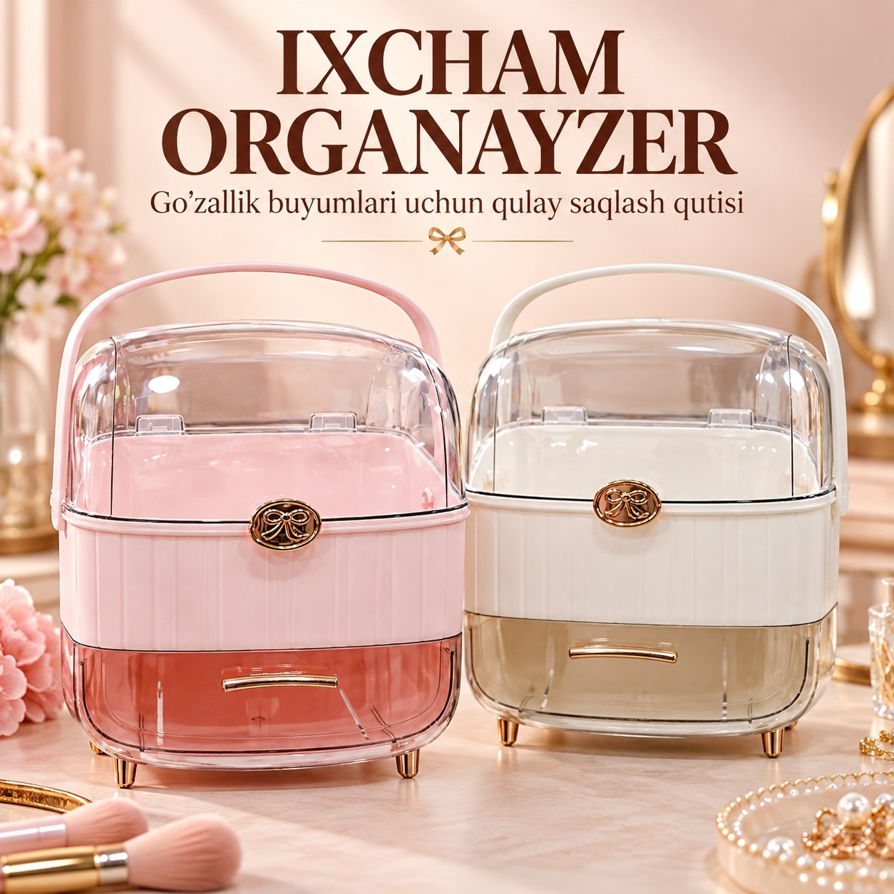 Zamonaviy ixcham organizator — go'zallik buyumlari uchun