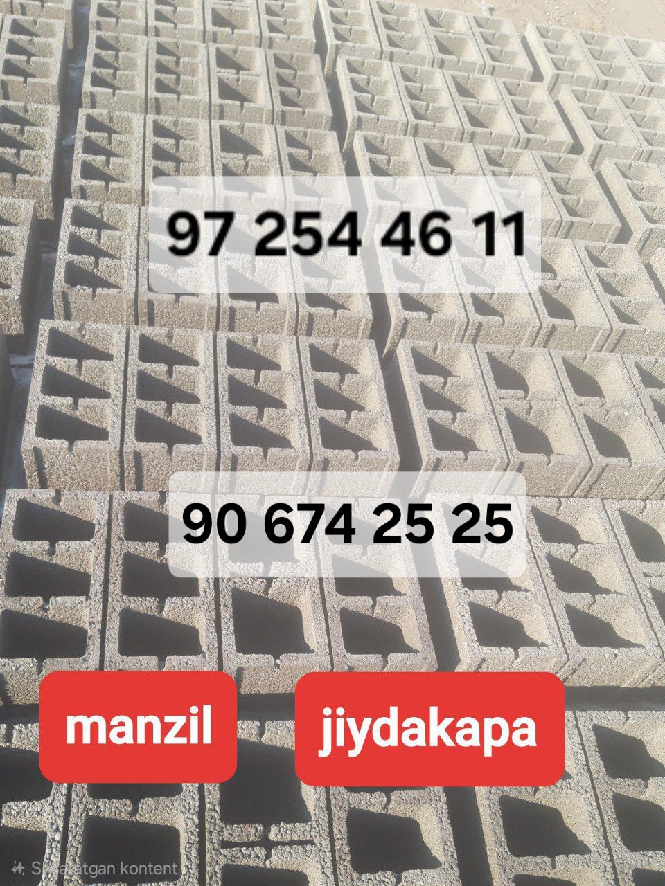 Sifatli shlaka blok — cheklanmagan miqdorda